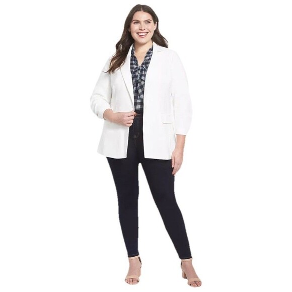 Lane Bryant Perfect Drape Blazer Egret White Stretch Knit Classic Size 20 NWT’s - Picture 1 of 13